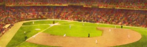 Abstract Baseball Stadium Watercolor Style Art_Unique Baseball Art